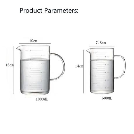 500ML/1000ML Durable Borosilicate Glass Measuring Cup - 16 cm - Image 3