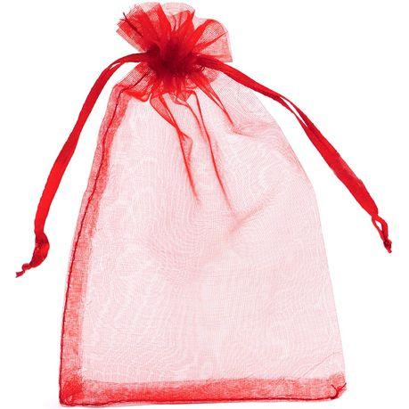 Bestby - Bulk 50pcs Organza Bags - 10x14cm - Black - Red