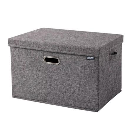 Washable and Foldable Canvas Storage Box - Grey - S