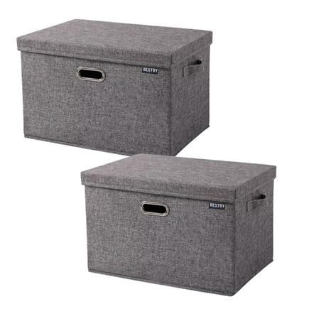 Bestby - Washable and Foldable Canvas Storage Box-Two Pack - Grey - L - Grey - M