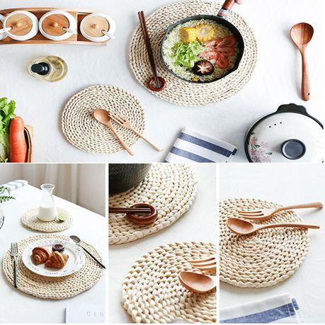 Round Woven Grass Placemats - Set of 2