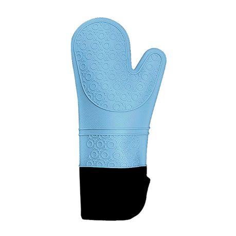 Extra Long Silicone Oven Mitt Heat Resistant to 500 Degrees - Light Cyan