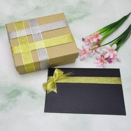 Gold/Silver Glitter Fabric Ribbon(4 Pack) - 40 mm