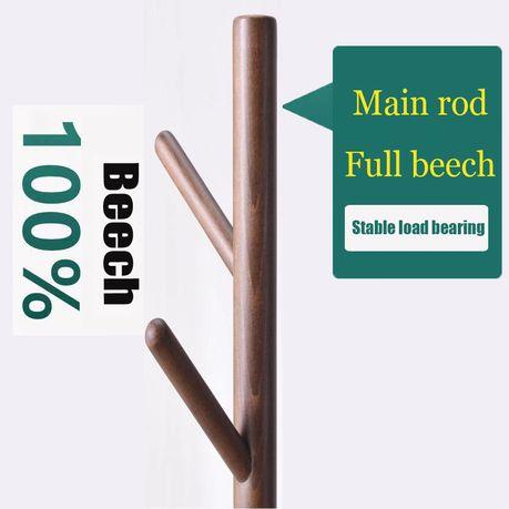 Solid Beech Wood Coat Hanger with 8 Hooks - Walnut Color - Image 5