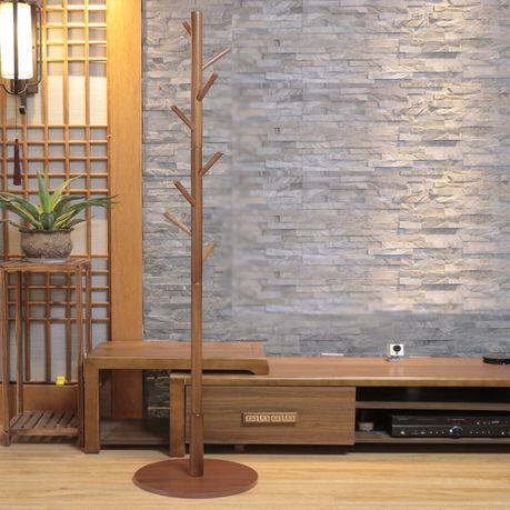 Solid Beech Wood Coat Hanger with 8 Hooks - Walnut Color - Image 6