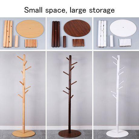 Solid Beech Wood Coat Hanger with 8 Hooks - Walnut Color - Image 7