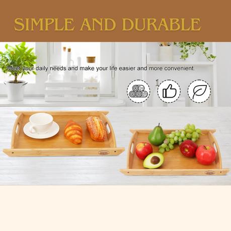 Bestby - Bamboo Serving Tray with Handles - M