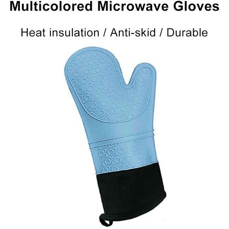 Extra Long Silicone Oven Mitt Heat Resistant to 500 Degrees - Sky Blue