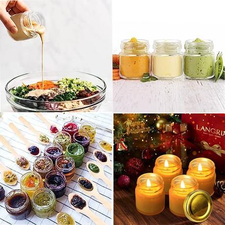 Glass Jars with Metal Lids for Jam - Yogurt - Honey or Pudding - 12-Pack - 100ml