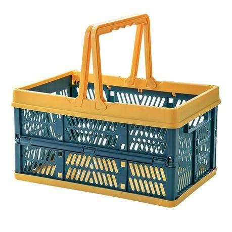 Plastic Drawer Organizer Collapsible Storage Boxes Crate Picnic Basket 45CM - Blue