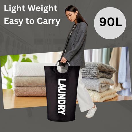 90L Extra Large Collapsible Laundry Basket - Light Cyan - Image 10