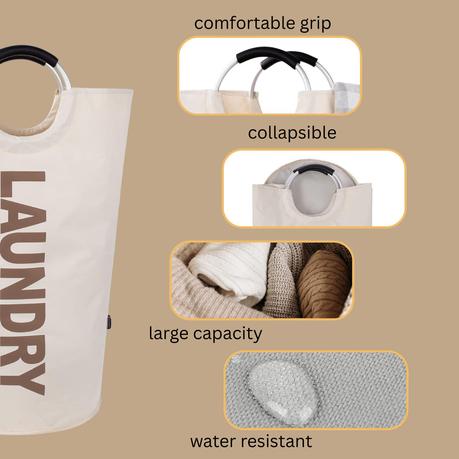 90L Extra Large Collapsible Laundry Basket - Light Cyan - Image 3