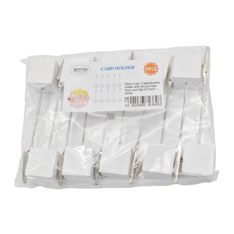 Place Card /Table Number Holder with Wood Cube Base and Clip (10 Pack) - Black - Image 10