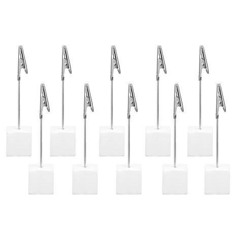 Place Card /Table Number Holder with Wood Cube Base and Clip (10 Pack) - Black - Image 6