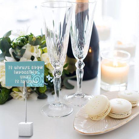 Place Card /Table Number Holder with Wood Cube Base and Clip (10 Pack) - Black - Image 9