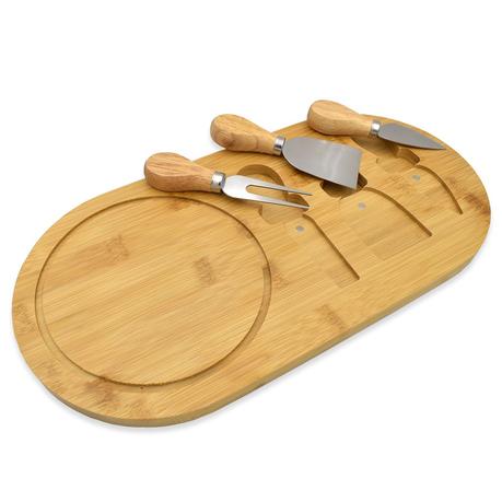 Bestby Bamboo Cheese Serving Board With 3 Mini Knives - Set of 2
