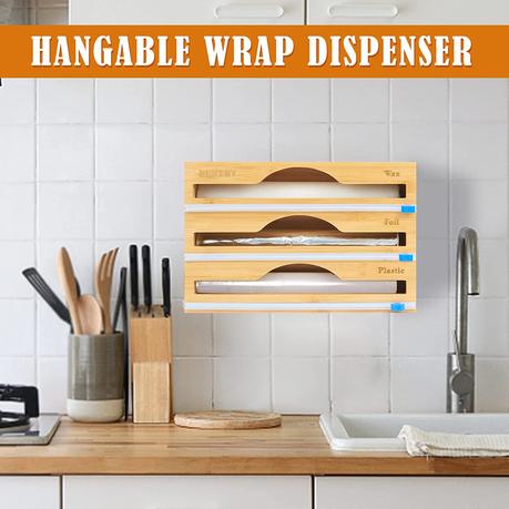 3-in-1 Bamboo Food Wrap Dispenser/Organizer with Cutters - L - Image 4