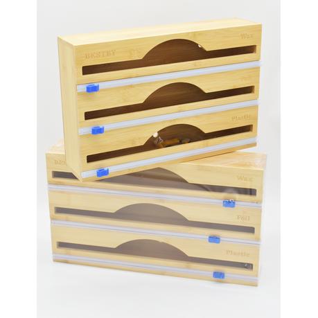 3-in-1 Bamboo Food Wrap Dispenser/Organizer with Cutters - L - Image 5