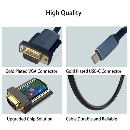 AICOM Type-C to VGA Converter Cable (2m) - Image 3