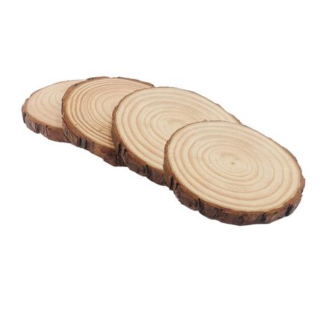 Natural Wood Slices with Bark for DIY Painting Plate (Set of 4) - L