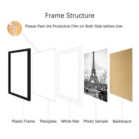 ARFAST - 11"x14" Picture Frame with Mat and Spring Clips(Set of 5) - Black - Image 3