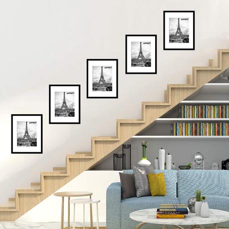 ARFAST - 11"x14" Picture Frame with Mat and Spring Clips(Set of 5) - Black - Image 4