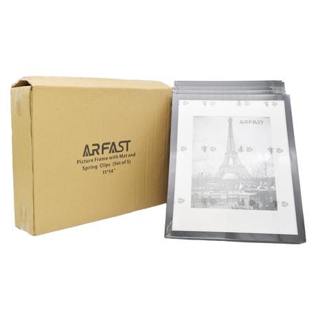 ARFAST - 11"x14" Picture Frame with Mat and Spring Clips(Set of 5) - Black - Image 5