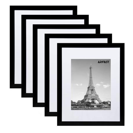 ARFAST - 8"x10" Picture Frame with Mat and Spring Clips(Set of 5) - White