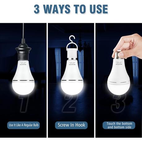 AICOM 15W Rechargeable Emergency Light Bulb(5 Pack) - Screw in - Image 4