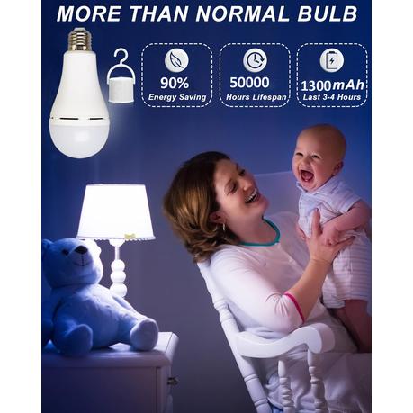 AICOM 15W Rechargeable Emergency Light Bulb(5 Pack) - Screw in - Image 5