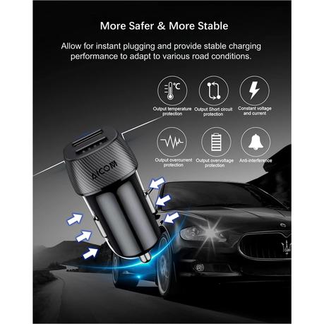 AICOM-TRUKE 2.4A Fast Charging Dual USB Port Car Charger(2 Pack) - Image 4