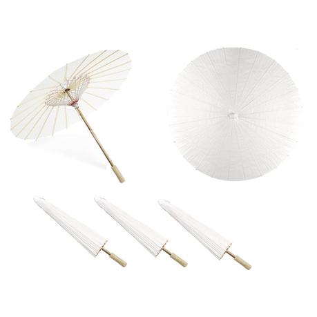 Pure White Handmade Chinese Umbrella Parasol for Party or Decoration - 3 Piece