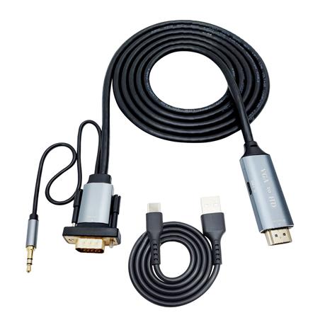 AICOM - VGA To HDTV Adapter with Audio Cable Plus USB-C V5 Cable