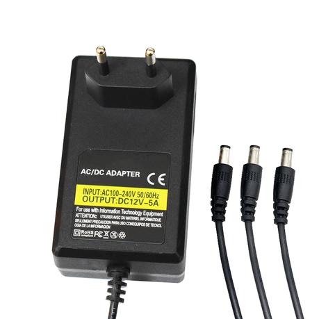 AICOM 3-Way Splitters 12V 5A Power Supply Adapter For CCTV Camera Devices