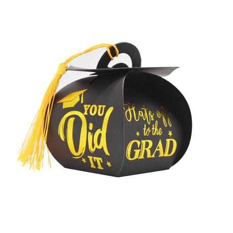 Bestby - Graduation Hat Shape Party Favor Boxes with Tassels - 50 Pieces