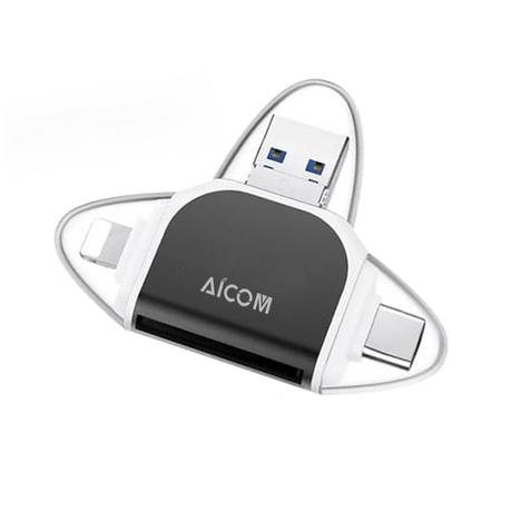 AICOM - 4 in 1 OTG Card Reader for SD/MicroSD/USB3.0 Memory Card