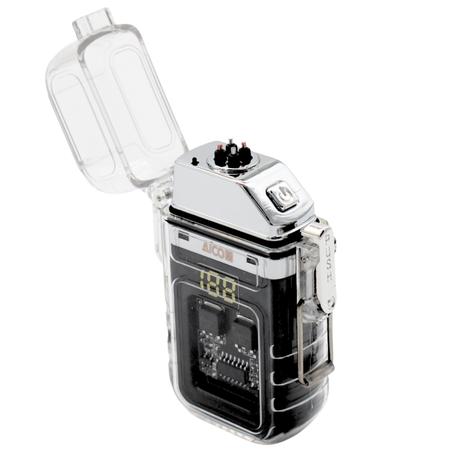 AICOM -No Gas Dual Arc Cigarrete Lighter with LED Flashlight - Red