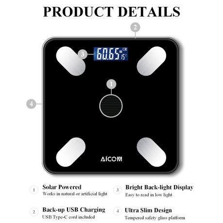 AICOM - Solar Powered Rechargeable Smart Body Fat Scale - Image 3
