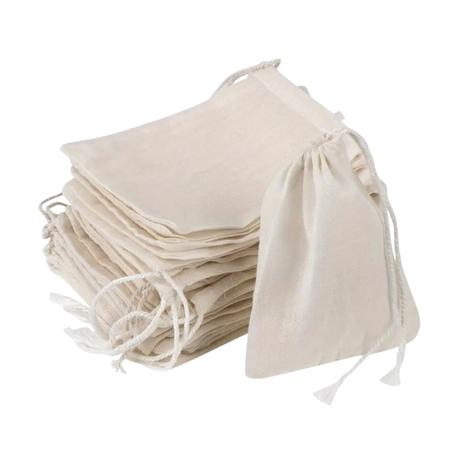 50 Pieces Drawstring Cotton Sachet Bags for Packaging Gift Storage - L
