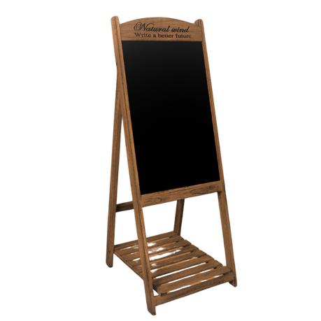 Bestby - Wooden Fold-up Easel Blackboard with Base Shelf for Menu/Display - White