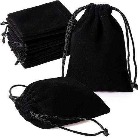 Bestby - 50pcs Velvet Drawstring Bags for Jewellery/Gifts - Black - M