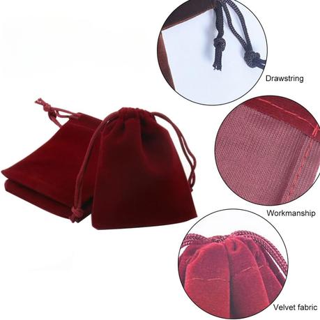 Bestby - 50pcs Velvet Drawstring Bags for Jewellery/Gifts - Red - S - Image 12