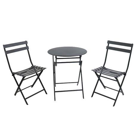 ARFAST - 3-Piece Foldable Powder-coated Steel Table and Chairs Set