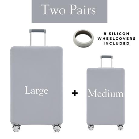 Bestby-2 Washable Anti-Scratch Luggage Covers & 16 Silicon Wheel Protectors - Grey - Image 12