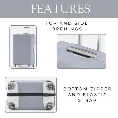 Bestby-2 Washable Anti-Scratch Luggage Covers & 16 Silicon Wheel Protectors - Grey - Image 13