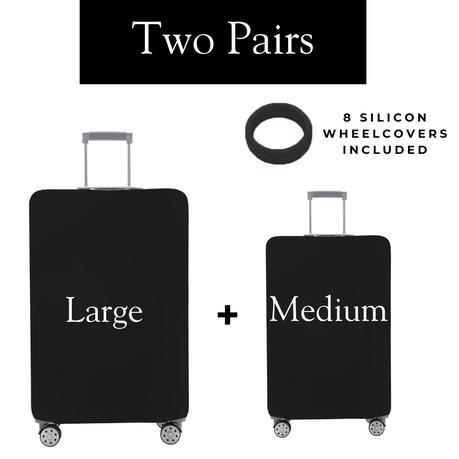 Bestby-2 Washable Anti-Scratch Luggage Covers & 16 Silicon Wheel Protectors - Grey - Image 3