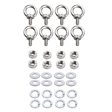 BESTBY - 8mm Stainless Steel Hanging Ring Lifting Eye Bolt Set (Set of 8)