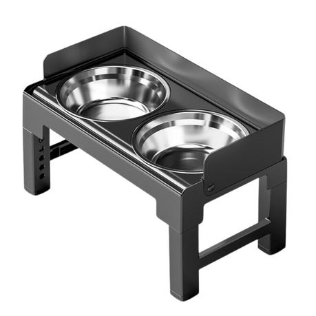 Bestby - Height Adjustable Pet Feeder Station with 2 Stainless Steel Bowls