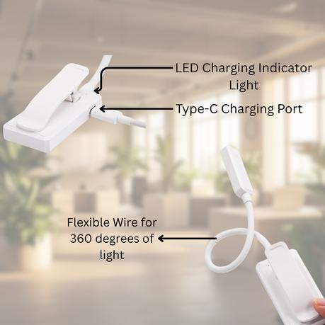 AICOM - Rechargeable LED Clip-On Reading Light Mini Book Lamp - Image 3