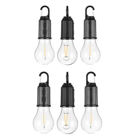 AICOM - 6 Piece Rechargeable LED Camping Light Bulbs with 3 Light Modes